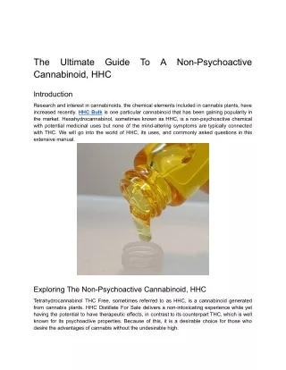 The Ultimate Guide To A Non-Psychoactive Cannabinoid, HHC