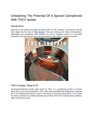 Unleashing The Potential Of A Special Cannabinoid With THCV Isolate