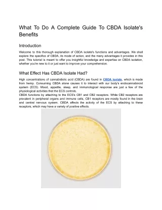 What To Do A Complete Guide To CBDA Isolate's Benefits