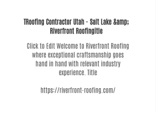 Roofing Contractor Utah - Salt Lake &amp; Riverfront RoofingRoofing Contractor Utah - Salt Lake &amp; Riverfront Roofing