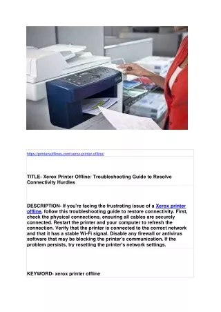 Xerox Printer Offline: Troubleshooting Guide to Resolve Connectivity Hurdles