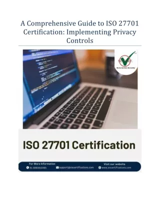A Comprehensive Guide to ISO 27701 Certification: Implementing Privacy Controls