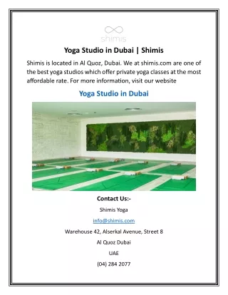 Yoga Studio in Dubai | Shimis