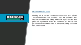 Taxi To Dreamville Camp Tomorrowland-taxi.com