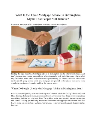 What Is the Three Mortgage Advice in Birmingham Myths That People Still Believe