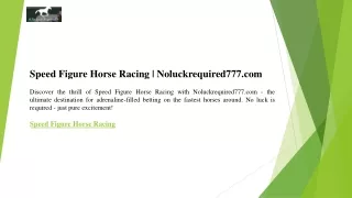 Speed Figure Horse Racing  Noluckrequired777.com