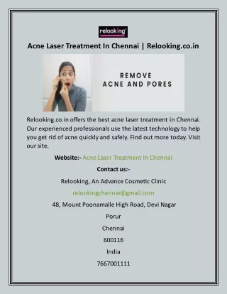 Acne Laser Treatment In Chennai  Relooking.co.in