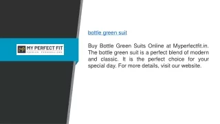 Bottle Green Suit | Myperfectfit.in