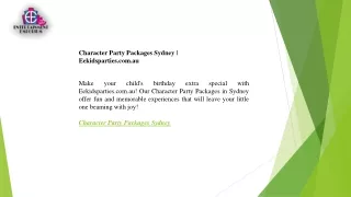 Character Party Packages Sydney  Eekidsparties.com.au