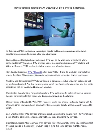 RevolutionizingTelevisionAnUpswingOfIptvServicesInRomania