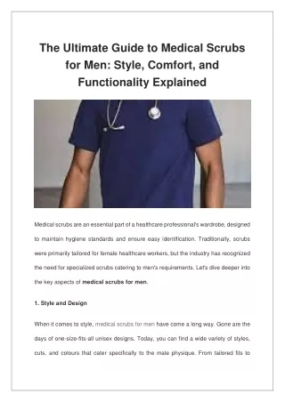The Ultimate Guide to Medical Scrubs for Men Style, Comfort, and Functionality Explained