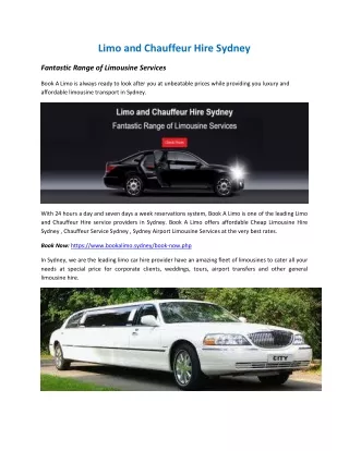Limousine and Chauffeur Airport Transfer Services in Sydney - Book A Limo