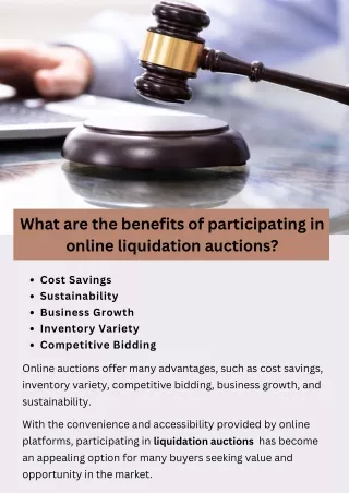 What are the benefits of participating in online liquidation auctions?