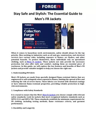 Stay Safe and Stylish The Essential Guide to Men’s FR Jackets