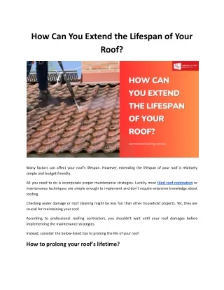 How Can You Extend the Lifespan of Your Roof?