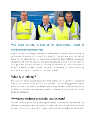 A Look at the Environmental Impact of Professional Shredding Services - Shred on Site