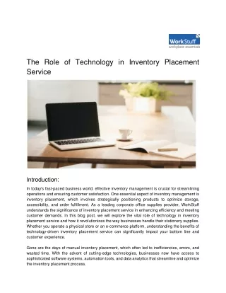 The Role of Technology in Inventory Placement Service