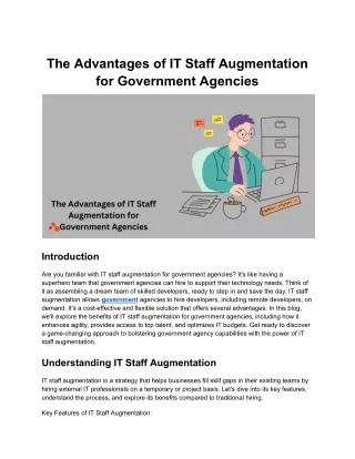 The Advantages of IT Staff Augmentation for Government Agencies