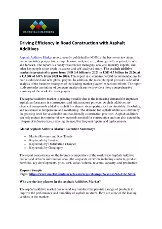 Market Expansion Strategies: Asphalt Additive Industry Analysis