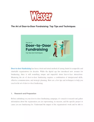 The Art of Door-to-Door Fundraising Top Tips and Techniques - Wesser