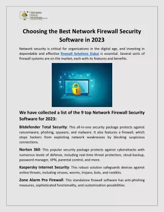 Choosing the Best Network Firewall Security Software in 2023