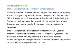 interior designers and decorators in Nanakramguda