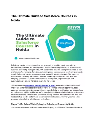 The Ultimate Guide to Salesforce Courses in Noida