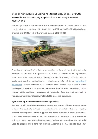 Global Agriculture Equipment Market Size