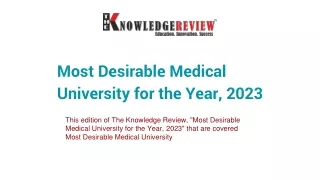 Most Desirable Medical University for the Year, 2023