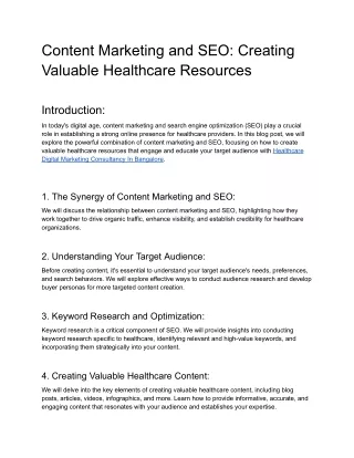 Content Marketing and SEO_ Creating Valuable Healthcare Resources