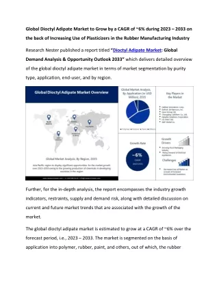 Dioctyl Adipate Market Statistics By Top Companies 2023 to 2033