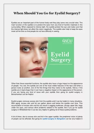 When Should You Go for Eyelid Surgery?