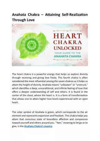 Anahata Chakra – Attaining Self-Realization Through Love