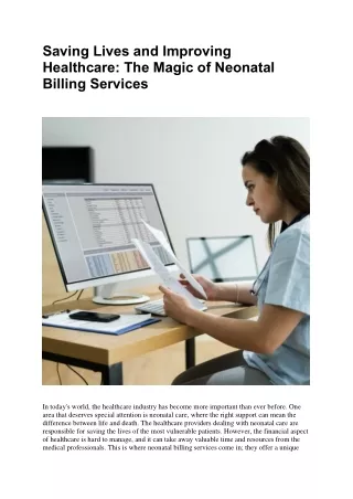 Saving Lives and Improving Healthcare: The Magic of Neonatal Billing Services