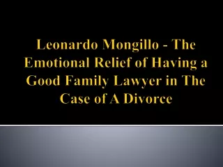 Leonardo Mongillo - Relief of Having Good Family Lawyer in The Case of A Divorce