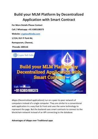 Build your MLM Platform by Decentralized Application with Smart Contract