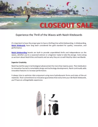 Experience the Thrill of the Waves with Naish Kiteboards