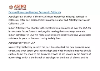 Famous Horoscope Reading  Services in California