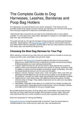 The Complete Guide to Dog Harnesses