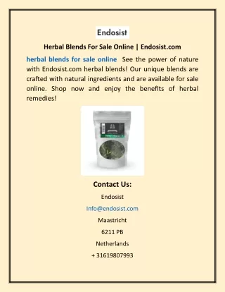 Herbal Blends For Sale Online | Endosist.com