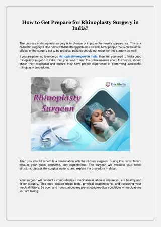 How to Get Prepare for Rhinoplasty Surgery in India?