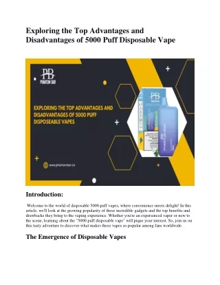 Exploring the Top Advantages and Disadvantages of 5000 Puff Disposable Vape