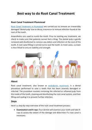 Best way to do Root Canal Treatment