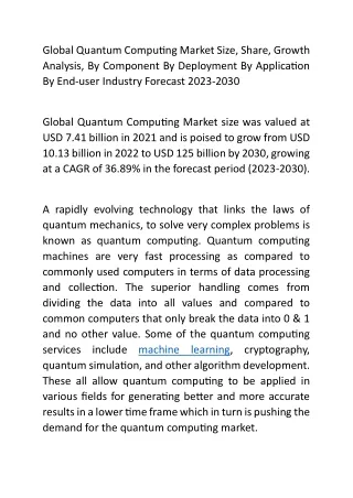 Global Quantum Computing Market Size