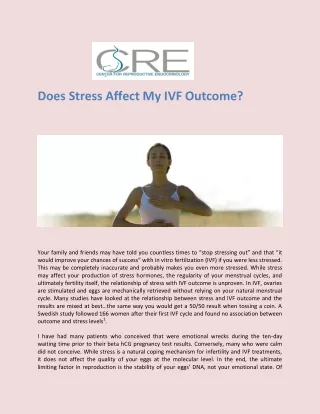 Stress & IVF Success, SIRM Dallas Fertility Center - Center for Reproductive Endocrinology