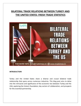 BILATERAL TRADE RELATIONS BETWEEN TURKEY AND THE UNITED STATES