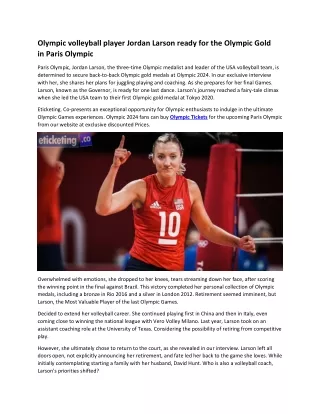 Olympic volleyball player Jordan Larson ready for the Olympic Gold in Paris Olympic