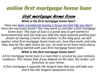 online first mortgage home loan