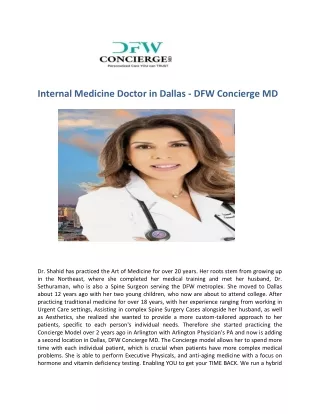 Best Internal Medicine Doctor in Dallas - DFW Concierge MD