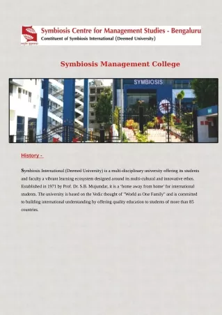 Symbiosis Centre for Management Studies Top BBA Colleges in Bangalore